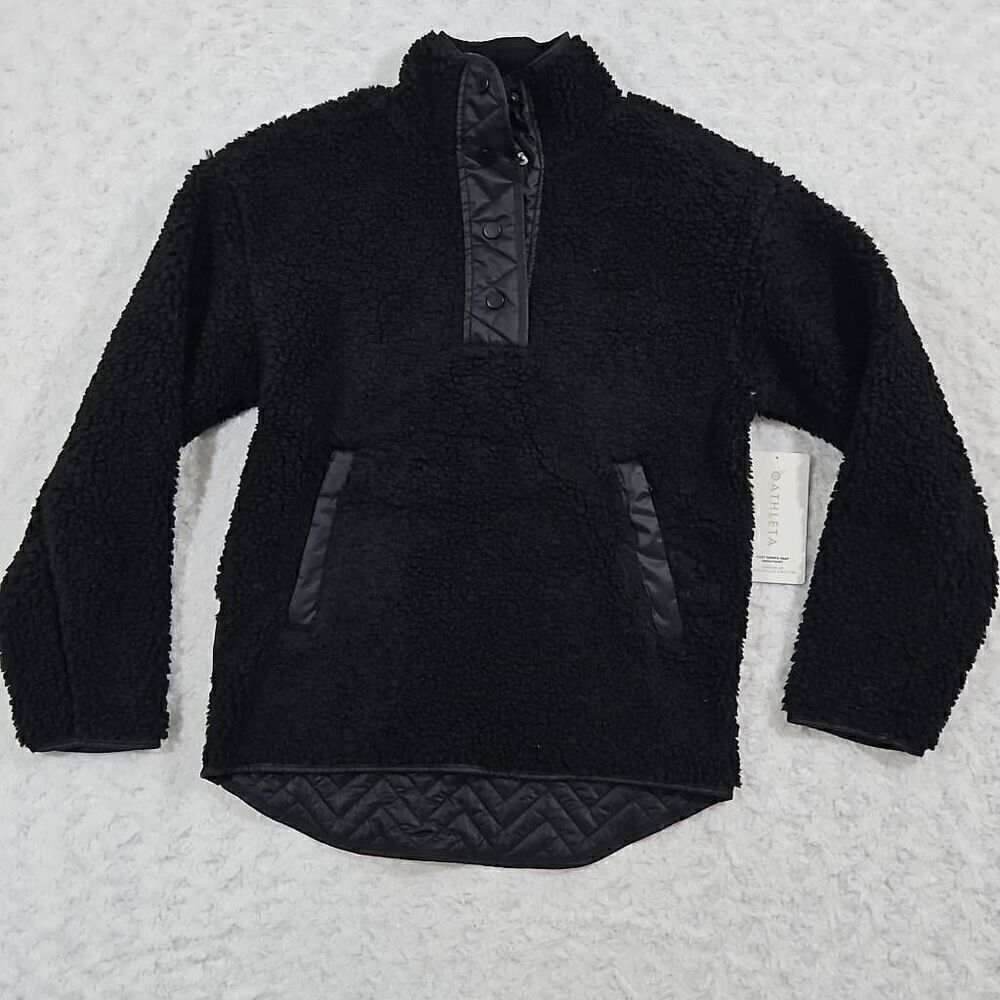 Athleta Size XXS Womens Cozy Sherpa Snap Sweatshirt Soft Fleece NWT